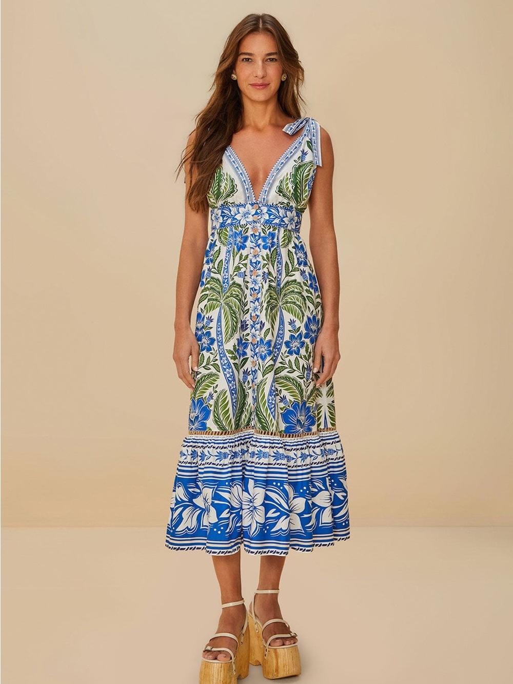 NWT FARM RIO Off-White Tropicance Midi Dress